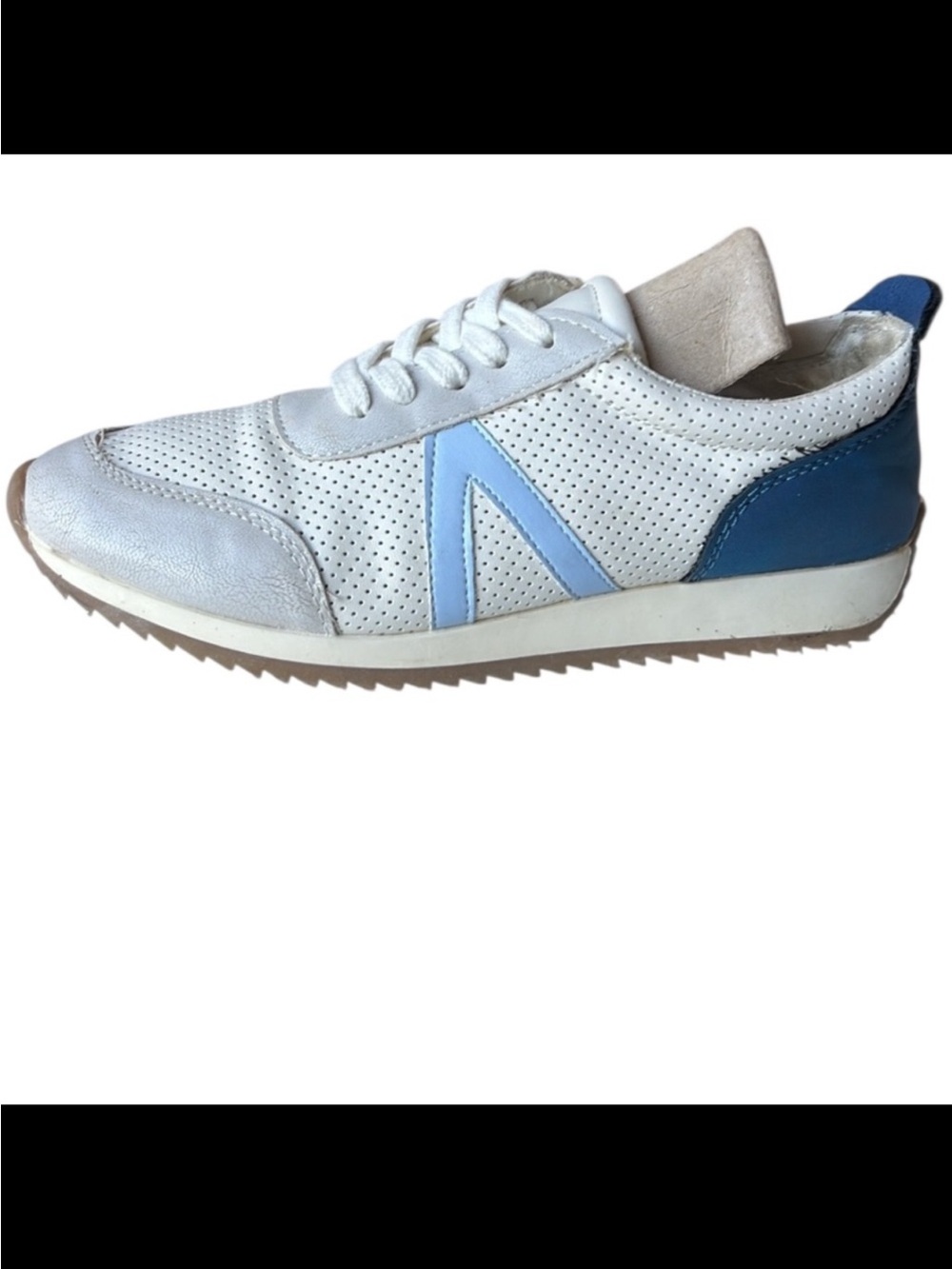 MIA Kids Iena Retro Cream Blue Teal Vented Sneakers School Shoes, Girls Sz 5M